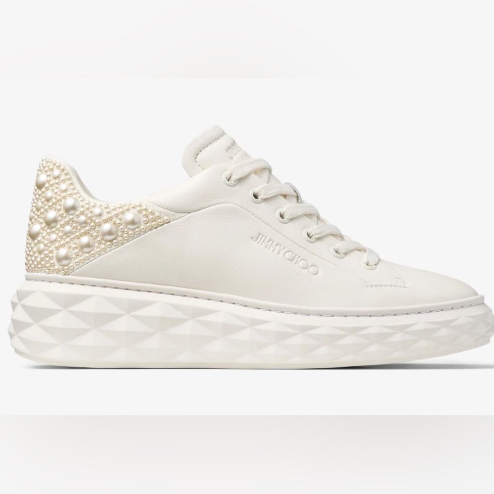 Jimmy Choo Cream Pearl Sneakers (Latte Nappa Leather Pearl Trainers)